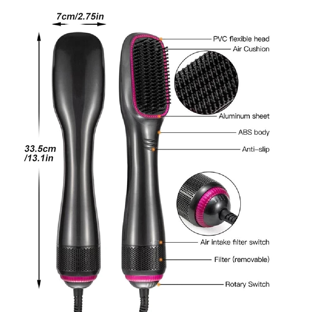 Revolutionary 3-in-1 Hair Dryer Brush: 1200W Ionic Hot Air Straightener for Effortless Styling