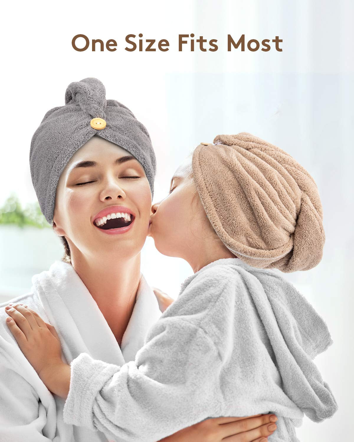 "Ultimate 3-Pack Microfiber Hair Towel Wraps with Button - Super Absorbent, Fast-Drying, Anti-Frizz Solution for Curly Hair!"