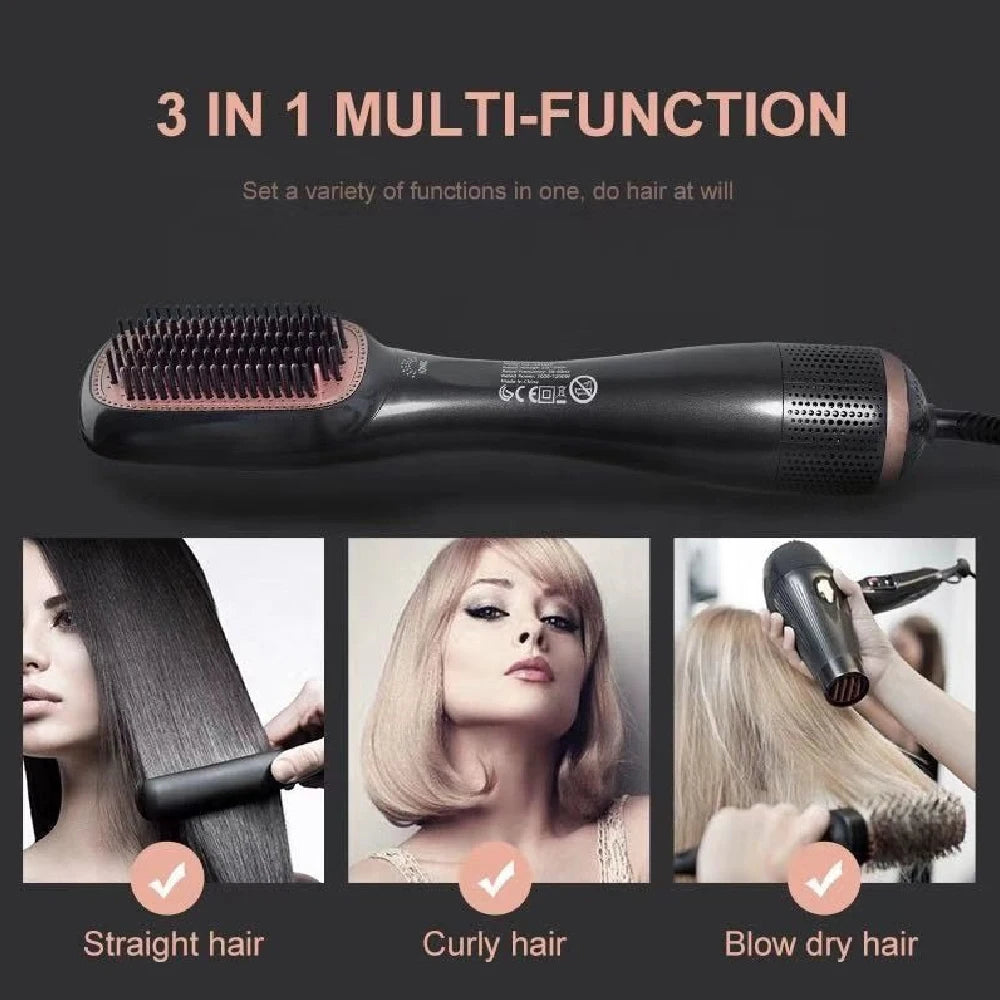 Revolutionary 3-in-1 Hair Dryer Brush: 1200W Ionic Hot Air Straightener for Effortless Styling