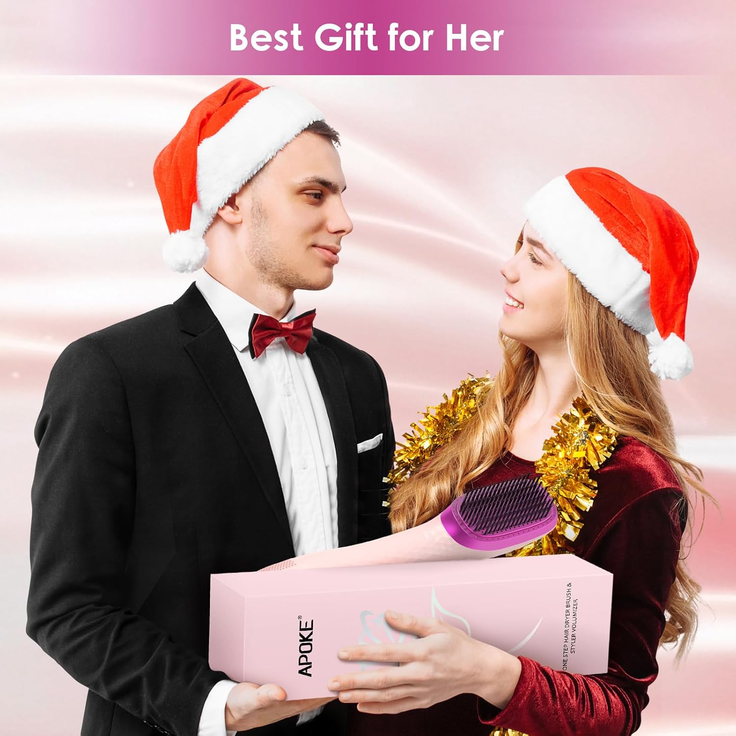 Professional 3-in-1 Hair Dryer Brush - 1200W Ceramic Tourmaline with 3 Heat/2 Speed Settings - One Step Styling Tool (Pink)