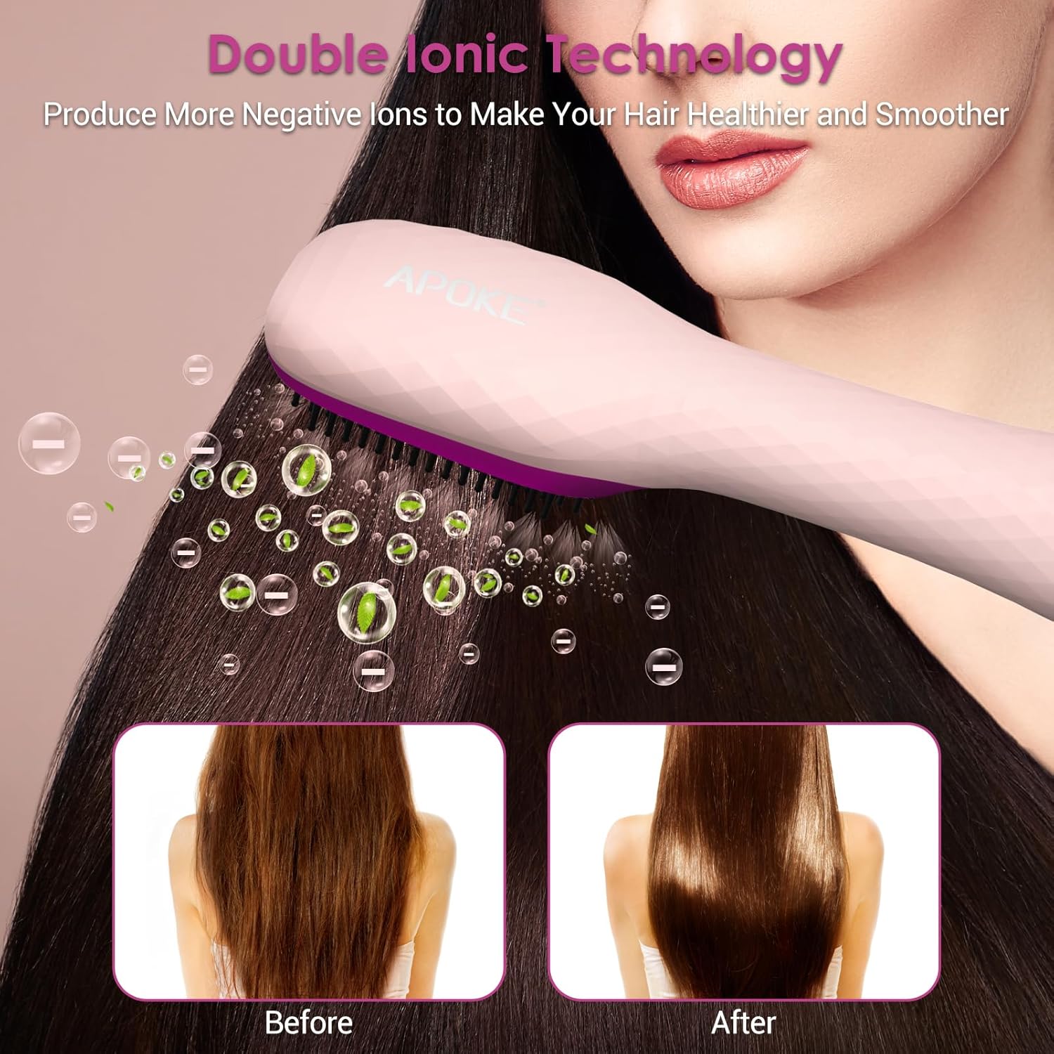 Professional 3-in-1 Hair Dryer Brush - 1200W Ceramic Tourmaline with 3 Heat/2 Speed Settings - One Step Styling Tool (Pink)