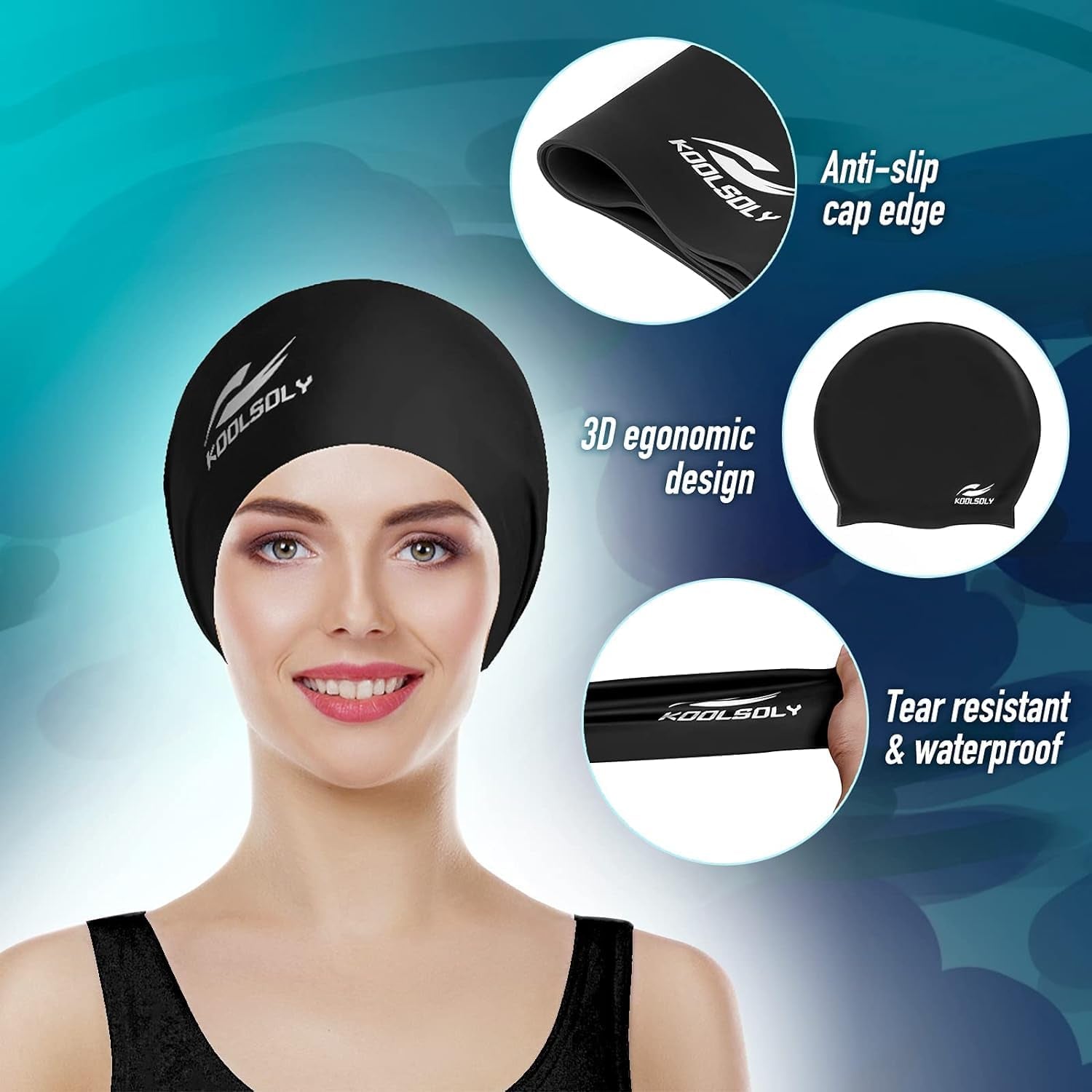 Extra Large Swimming Cap for Long Hair by ,Large Silicone Swim Cap for Women Girls Men and Adult Special Design for Very Long Thick Curly Hair&Dreadlocks Weaves Braids Afros