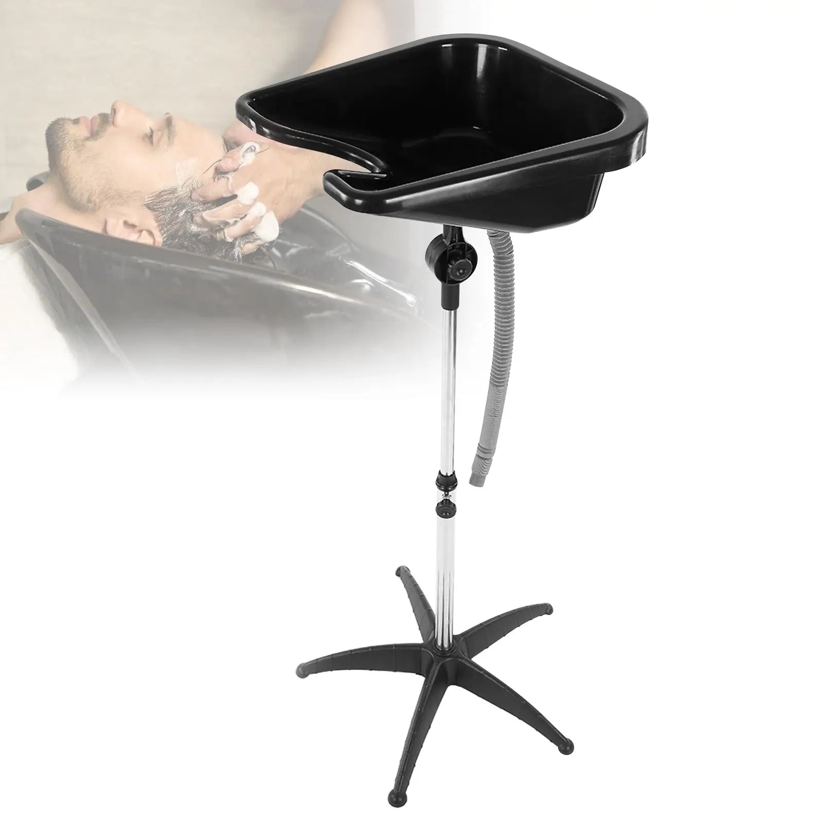 Transform Your Salon Experience with Our Height-Adjustable Barbershop Shampoo Bowl and Tube Chair - Perfect for Mobile Hair Washing!