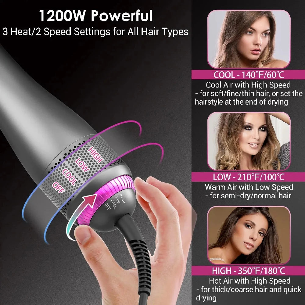 Revolutionary 3-in-1 Hair Dryer Brush: 1200W Ionic Hot Air Straightener for Effortless Styling