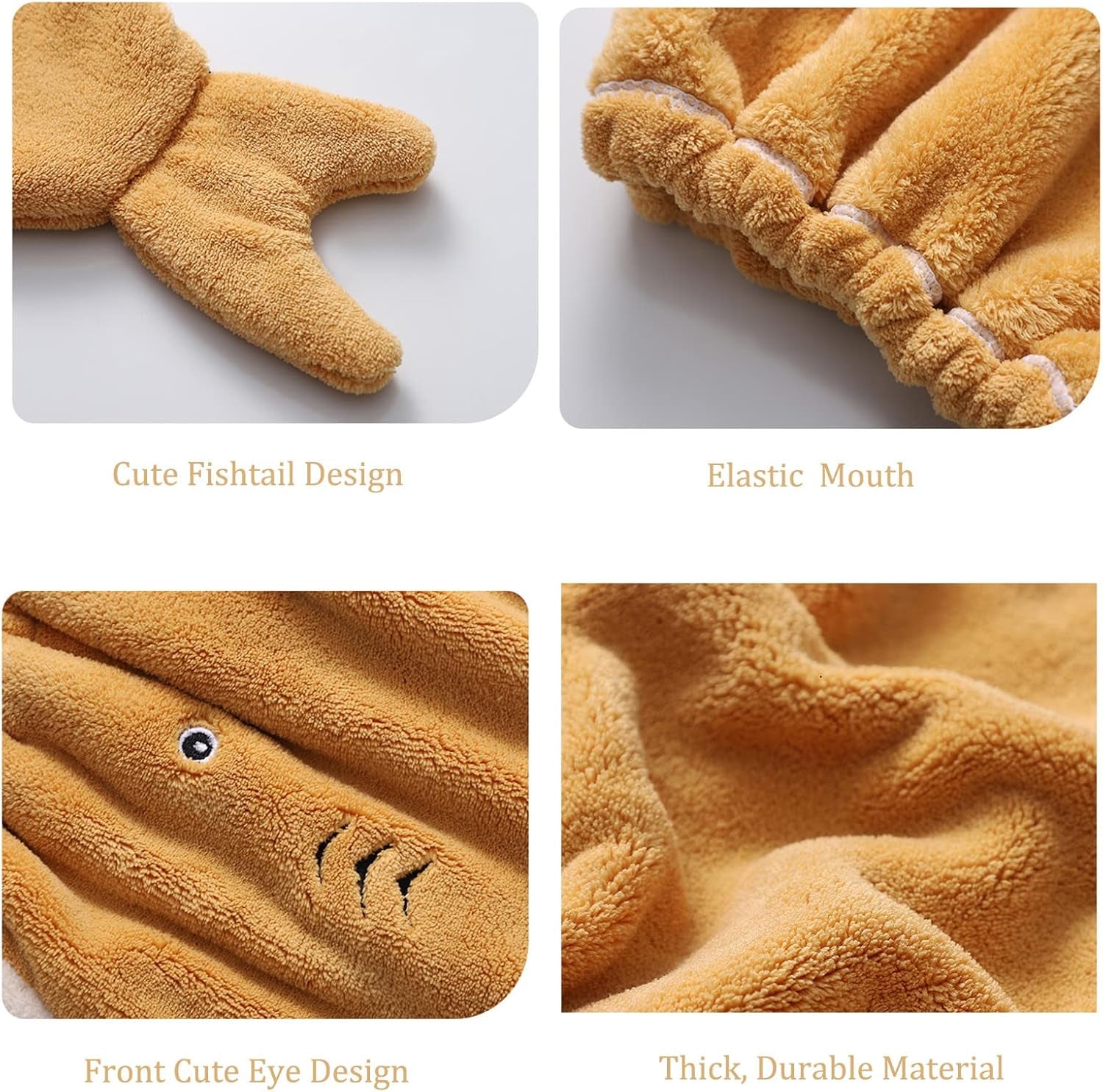 Children's Cartoon Microfiber Hair Drying Towel Set – Quick-Dry Bath Wrap and Soft Cap for Long, Curly Hair – Yellow